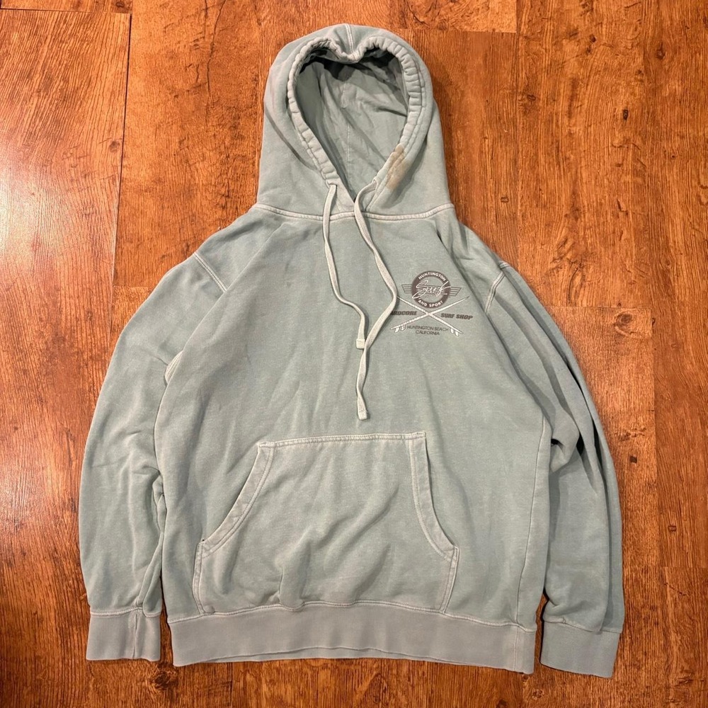 Huntington Surf and Sport Hoodie Mens Medium Green Graphic Independent skater